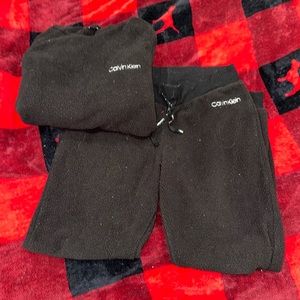 2 piece CK fuzzy jogger pants and hoodie sweatshirt